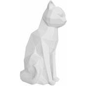 Present Time - Satuette chat assis design Origami - 17 x 12 x 26 - Blanc