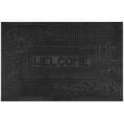Relaxdays - Paillasson caoutchouc, 40x60 cm, tapis Welcome porte entrée antidérapant, résistant, intérieur extérieur, noir