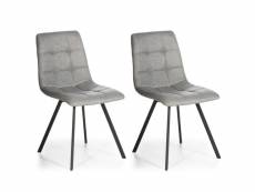 Set de 2 chaises salle à manger mila tapissées grises claires, 58 cm x 45 cm x 90 cm I9108