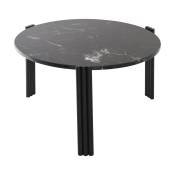 Table basse en acier et marbre noir 35 x 60 cm Tribus