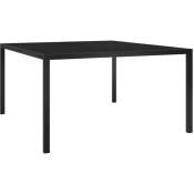 Table de jardin 130x130x72 cm Noir Acier et verre