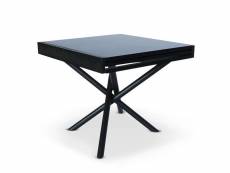 Table extensible moderne l90-180cm liberac métal noir et bois noir mat