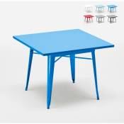 Table industrielle 80x80 de bar et restaurant en acier de style Lix dynamite Couleur: Bleu