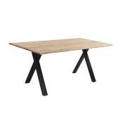 Table rectangulaire 6 personnes en bois et pieds en métal noir 175 cm