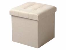 Tabouret pouf coffre boîte de rangement-siège pliable-gagner de l'espace 37.5x37.5x38cm-crème blanc