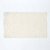 Tapis de bain antidérapant losanges en 100% Microfibre Blanc, 50 x 80 cm - Blanc - Homescapes