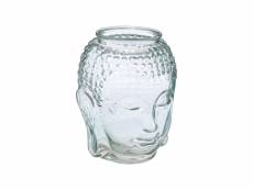 Vase bouddha en verre transparent h 28 cm - atmosphera