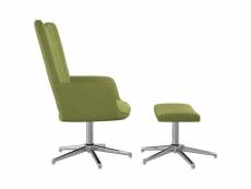 Vidaxl chaise de relaxation avec repose-pied vert clair velours