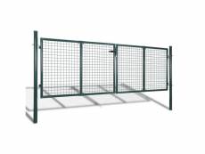 Vidaxl portail de clôture acier 306x150 cm vert 42979
