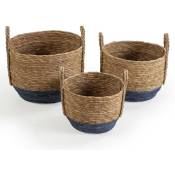 Vs Venta-stock - Set de 3 paniers Iria fibre naturelle, bleu/naturel - Marron/bleu