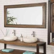 Wanda Collection - Grand miroir de salle de bain Elégance teck métal 145x70 - Marron