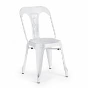 Webmarketpoint Chaise de style contemporain en acier blanc MINNEAPOLIS 44x53x h83 cm