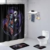 Xinuy - Bride Jack Ensemble de rideaux de douche pour salle de bain pour enfants Décor d'Halloween pour salle de bain, résistant à l'eau 71 x 71