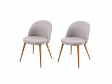 2x chaise de salle à manger hwc-d53, fauteuil, style rétro années 50, en tissu ~ gris clair