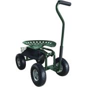 AG22 Siège de jardin sur roues en Vert Tabouret pour jardinier avec bac de rangement Chariot pour le jardinage en métal avec charge max. 150 kg
