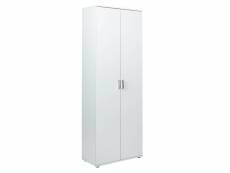 Armoire meuble de rangement 2 portes coloris blanc - longueur 70 x profondeur 34 x hauteur 189 cm