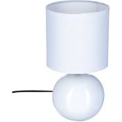 Atmosphera - Lampe Boule en céramique - H.25 cm - Diam. 13 x 25 - Blanc