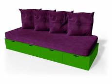Banquette cube 200 cm + futon + coussins vert BANQ200P-Ve