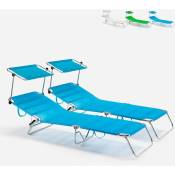 Beach And Garden Design - 2 transats de plage et jardin bains de soleil pliant en aluminium Cancun Couleur: Bleu