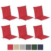 Beautissu Coussin dossier bas Loft NL Set de 6 100x50x6cm Rouge - Coussin chaise bas - Coussin exterieur jardin