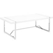 Beliani - Table Basse Rectangulaire 120 x 60 en mdf Blanc Laqué et Métal Chromé pour Salon de Style Moderne ou Contemporain Blanc