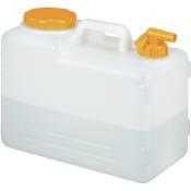 Bidon d'eau avec robinet, 15 litres, plastique sans bpa, couvercle, poignée, réservoir, blanc/orange - Relaxdays