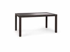 Blumfeldt peniche table de jardin - 150 x 90 cm - résine tressée polyrotin aluminium & verre - marron