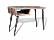 Bureau table meuble travail informatique avec pieds en fer bois de récupération helloshop26 0502066