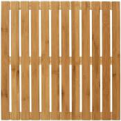 Caillebotis douche bois, tapis bambou salle de bain, usage intérieur et extérieur, Bambou, 50x50 cm, Marron - Wenko