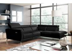 Canapé d'angle relax en 100% tout cuir épais de luxe italien avec relax électrique, 5/6 places dali, noir, angle droit (vu de face)
