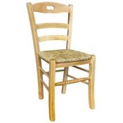 Chaise Loris en bois naturel avec assise en paille