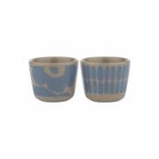 Coquetier Alku & Unikko / Set de 2 - Marimekko bleu en céramique