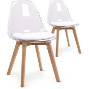 Cotecosy - Lot de 2 chaises scandinaves Bovary Plexi Blanc - Blanc