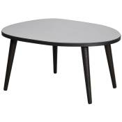 Cotecosy - Table basse trépied ovale Casina 55x75cm Bois Noir et Verre trompé Miroir fumé - Noir