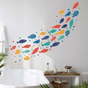 Dessin animé coloré poisson Stickers muraux auto-adhésif