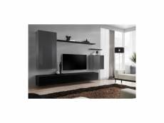 Ensemble meuble salon switch ii design, coloris gris et noir brillant.