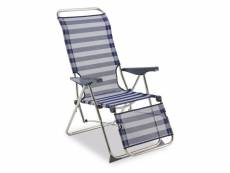 Fauteuil de jardin pliant solenny relax 5 positions chaise longue dossier anatomique bleu et blanc