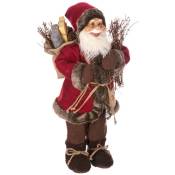 Fééric Lights And Christmas - Père Noël traditionnel en velours rouge et fourrure marron h 45 cm - Feeric Christmas - Rouge