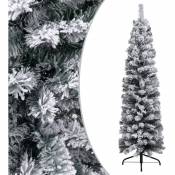 Fimei - Sapin de Noël artificiel mince flocon de neige Vert 150 cm pvc