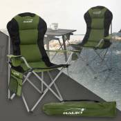 Hauki - Chaise de Camping Pliable, Khaki, Chaise de Pêche avec Porte-Boisson et Sac de Transport, jusqu'à 150kg, Extra Large, Chaise Longue