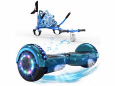 Hitway hoverboard gyropode 6.5" vert, avec bluetooth-musique led-roue clignotante + hoverkart gokart bleu,cadeau pour les enfants