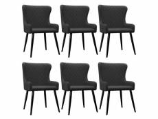 Lot de 6 chaises de salle à manger cuisine design classique tissu noir cds022719