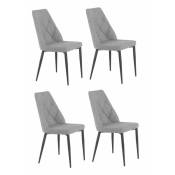 Meubletmoi - Lot de 4 chaises tissu gris chiné capitonné