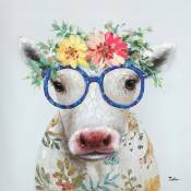 Meubletmoi - Peinture sur toile la vache à lunettes