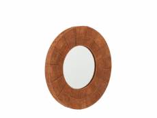 Miroir rond en cuir velours marron cognac l71 - oliver