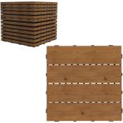 Outsunny - Dalles terrasse - caillebotis - lot de 12 pcs, max. 1,08 m²- clipsables, installation très simple - lamelles bois sapin pré-huilé - Marron