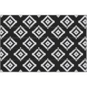 Outsunny - Tapis extérieur style graphique - tapis réversible 2 motifs - dim. 2,74L x 1,82l m, ép. 3 mm - pp haute densité 310 g/m² noir blanc - Noir