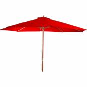 Parasol en bois, parasol de jardin Florida, parasol de marché, 3,5m ~ bordeaux
