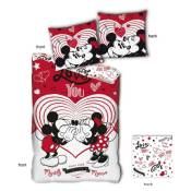 Parure de lit réversible- Mickey et Minnie qui s'embrassent - 140 cm x 200 cm