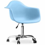 Privatefloor - Chaise de bureau Weston Scandinave Style Premium Design avec roulettes Bleu clair Acier, PP, Plastique, Metal, Nylon - Bleu clair